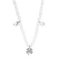 Collana in acciaio con Perle e pendente a quadrifoglio donna  Freddy