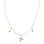 Collana in acciaio con Perle con pendente ballerina oro donna  Freddy