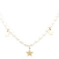 Collana in acciaio con Perle con pendente stella oro donna  Freddy