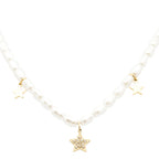 Collana in acciaio con Perle con pendente stella oro donna  Freddy