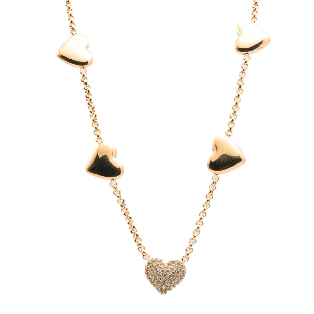Collana in acciaio con cuori  oro donna  Freddy