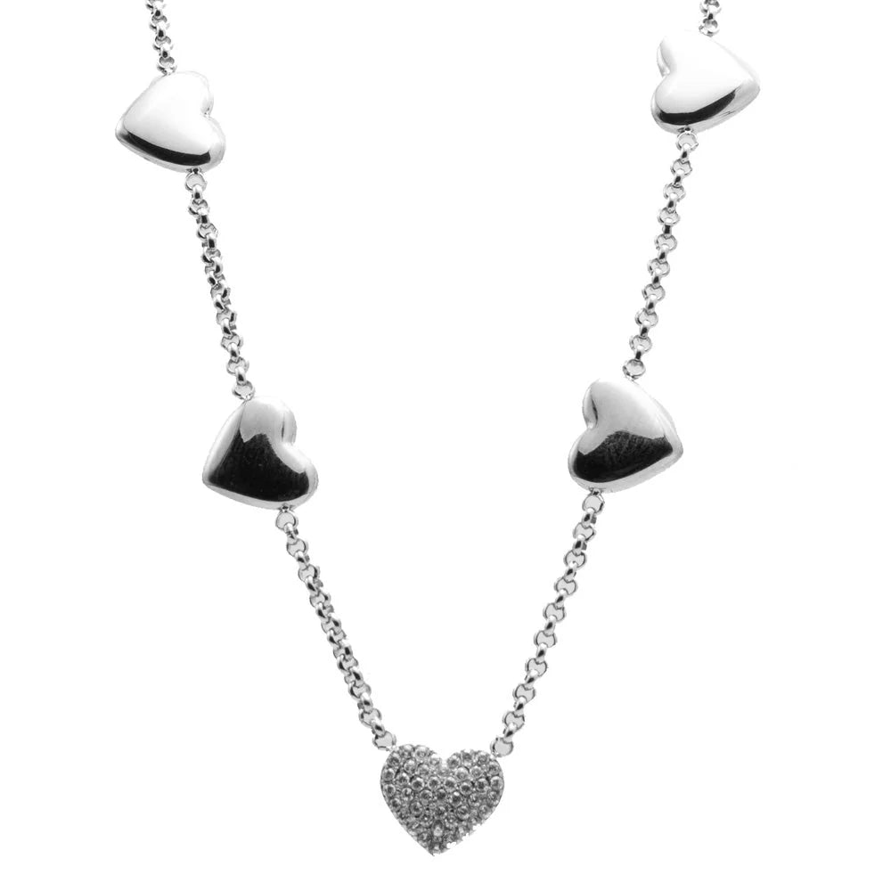 Collana in acciaio con cuori silver donna  Freddy