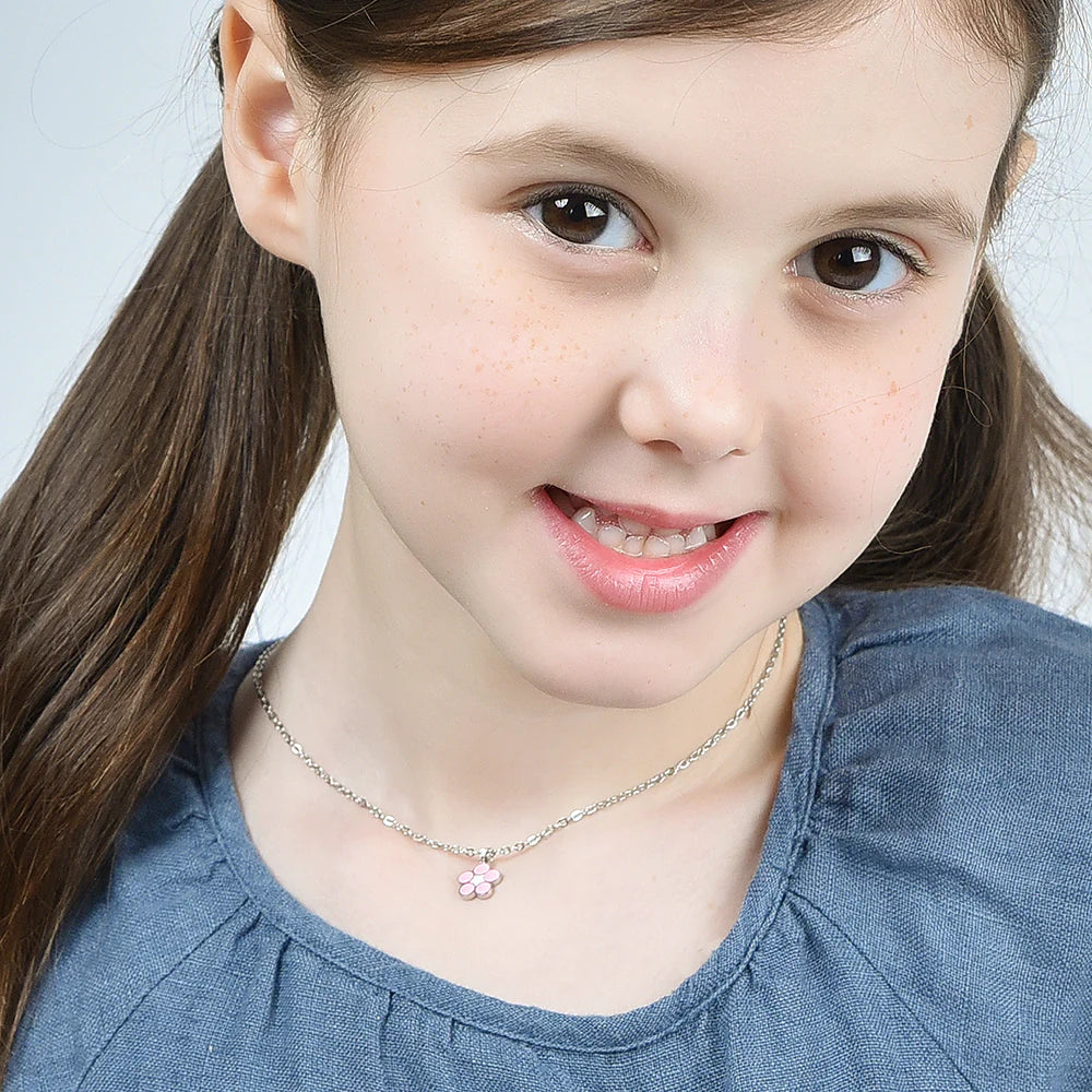 Collana in acciaio bambina Luca Barra con fiore