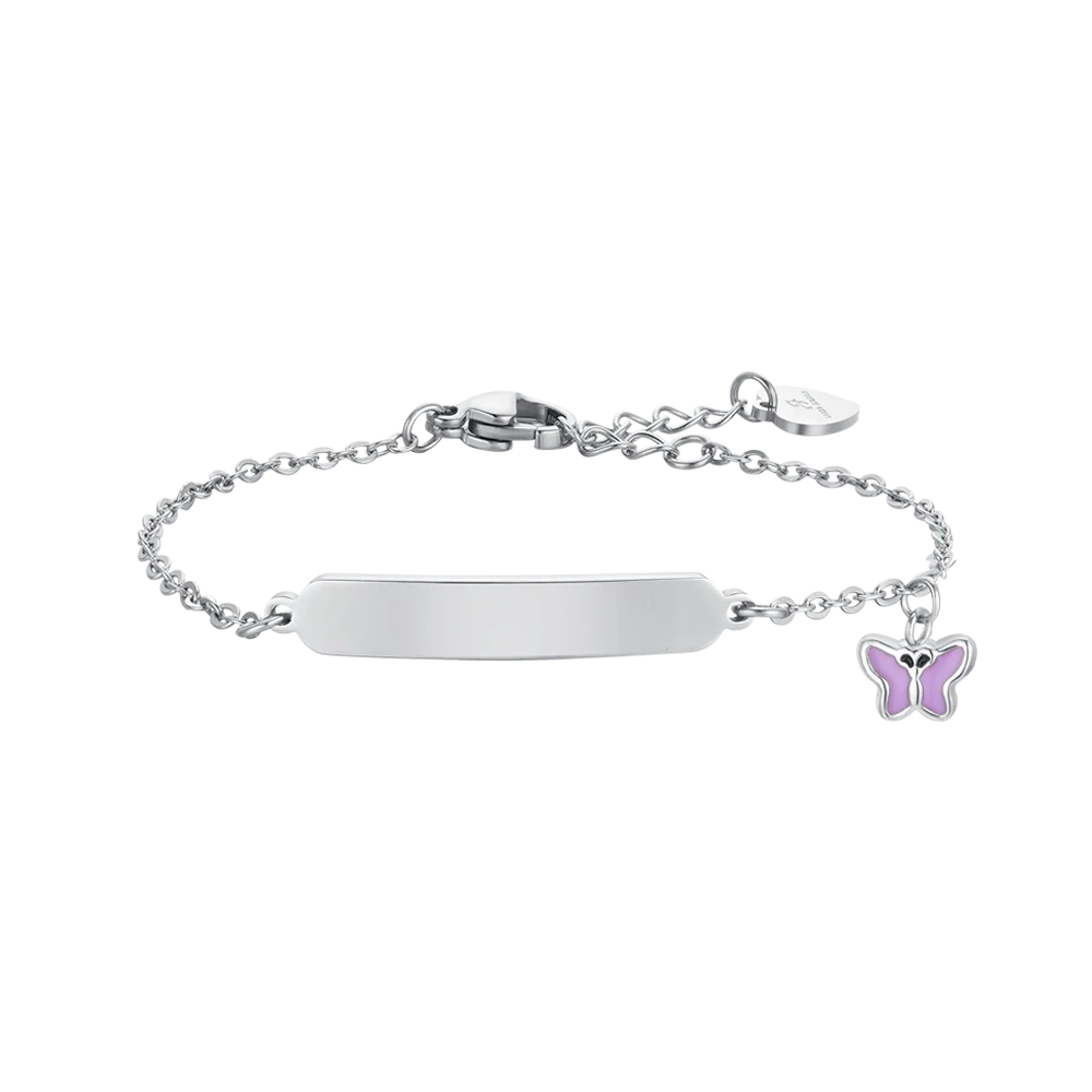Bracciale in acciaio bambina Luca Barra con  farfalla (personalizzabile)
