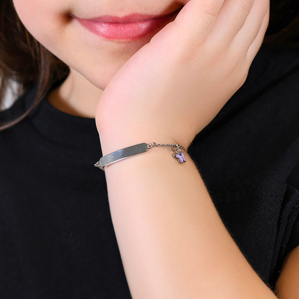 Bracciale in acciaio bambina Luca Barra con  farfalla (personalizzabile)