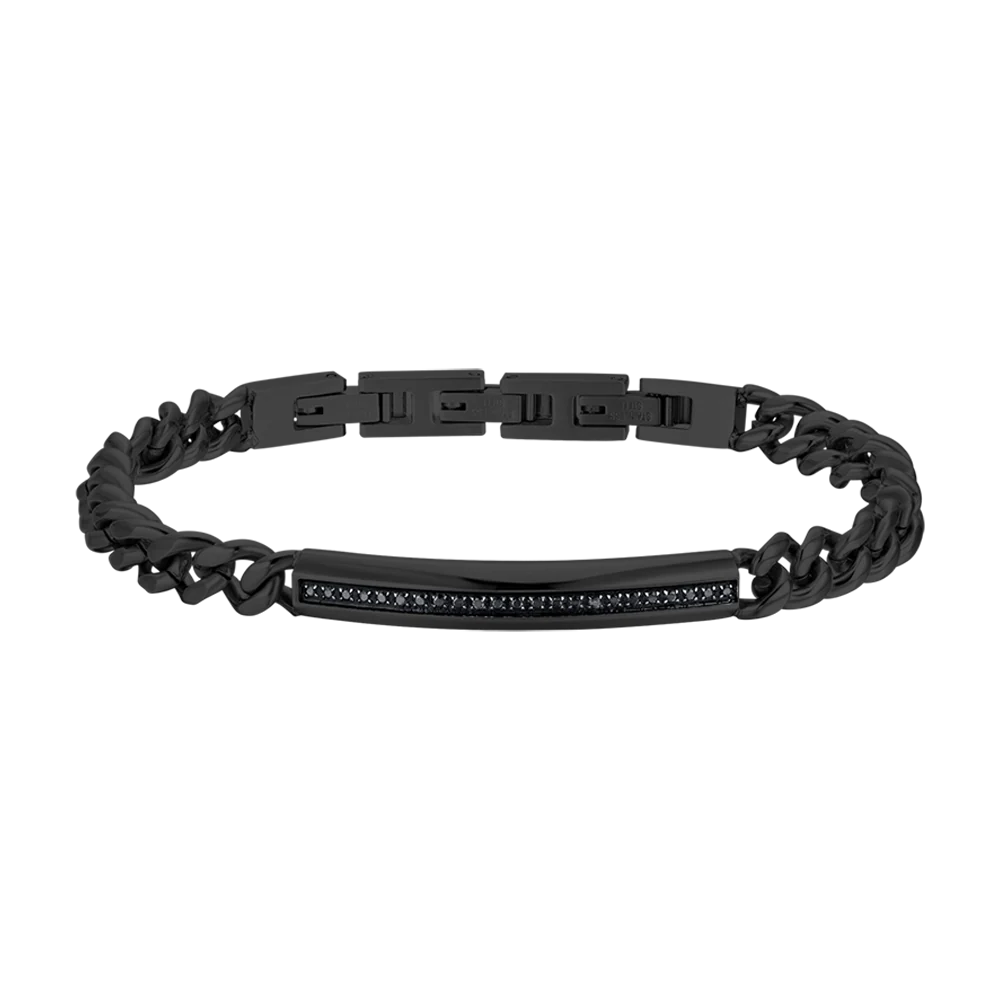 Bracciale acciaio uomo Luca Barra con brillantini