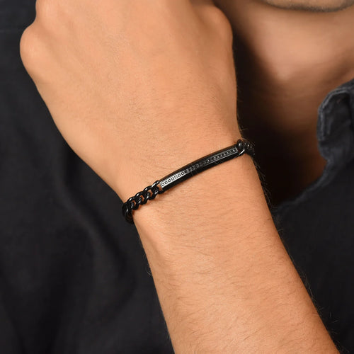Bracciale acciaio uomo Luca Barra con brillantini
