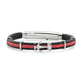 Bracciale in Acciaio e Caucciù con Ancora e Treccia