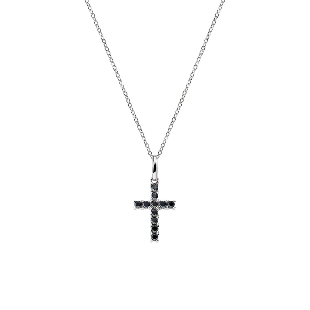 Collana donna argento Amen con croce nera
