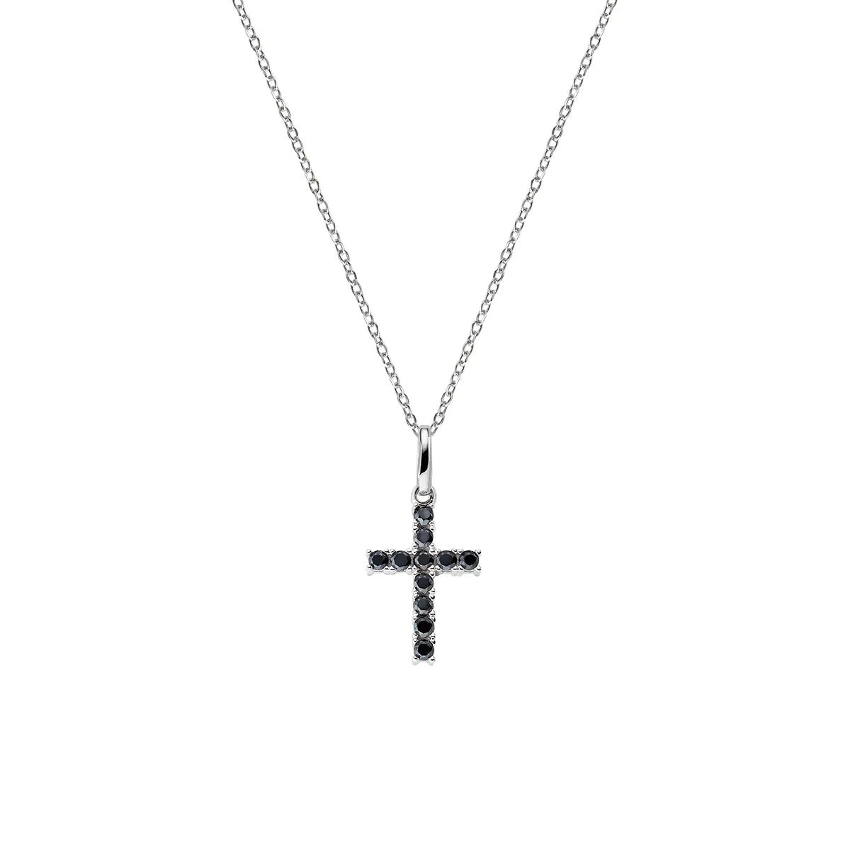 Collana donna argento Amen con croce nera