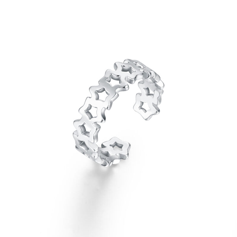 Anello bambina acciaio Brand traforato con stella