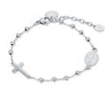 Bracciale acciaio unisex con rosario Brand argento