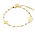 Bracciale acciaio unisex con rosario Brand gold e nero
