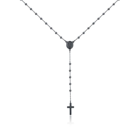Collana unisex acciaio brand con Rosario nera 53NK013N
