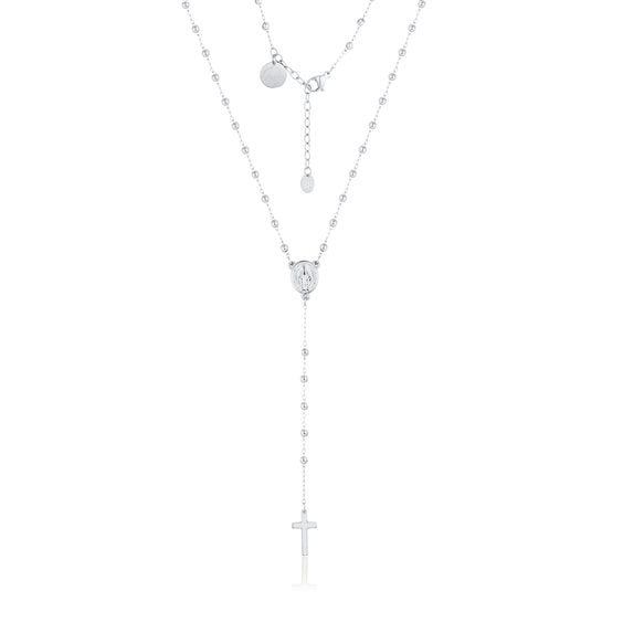 Collana unisex acciaio brand con Rosario argento 18NK026