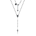 Collana unisex acciaio brand con Rosario nero 18NK026N