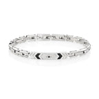 Bracciale Amen uomo Acciaio Maglie Zigrinate con Zircone Nero