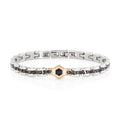 Bracciale da uomo Amen Acciaio Tre Colori con Esagono e Zircone Nero