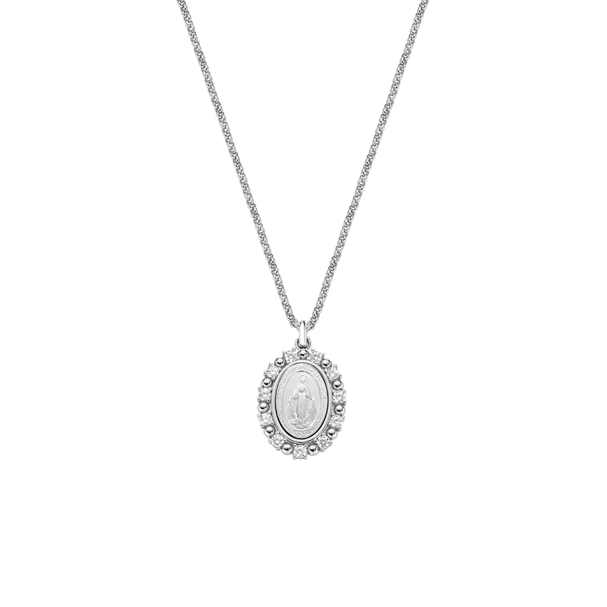 Collana in ottone rodiato miracolosa con bordi di zirconi OTCLMIGIBBZ