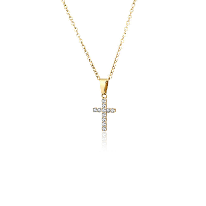 Collana donna- uomo acciaio con croce dorata Brand 18NK017W