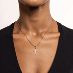 Collana donna- uomo acciaio con croce dorata Brand 18NK017W
