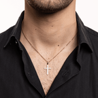 Collana donna- uomo acciaio con croce dorata Brand 18NK017W