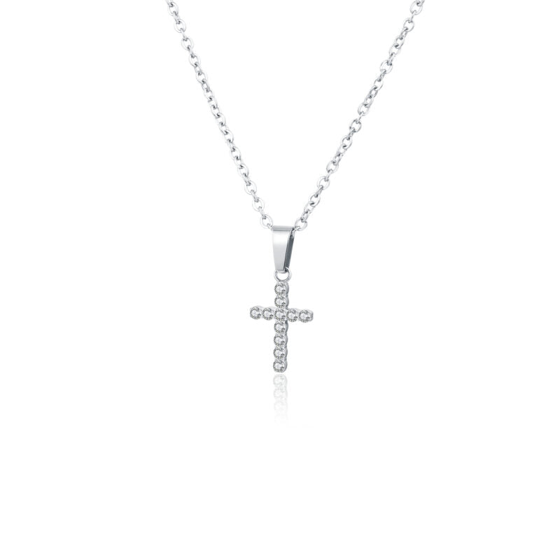 Collana donna- uomo acciaio croce argento Brand 18NK017W
