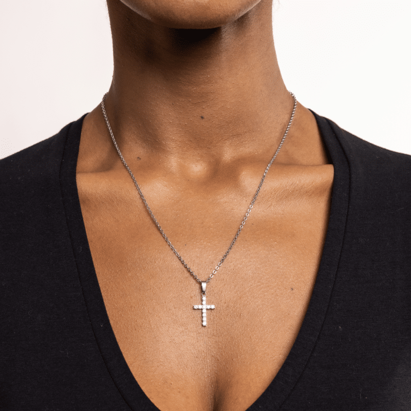 Collana donna- uomo acciaio croce argento Brand 18NK017W