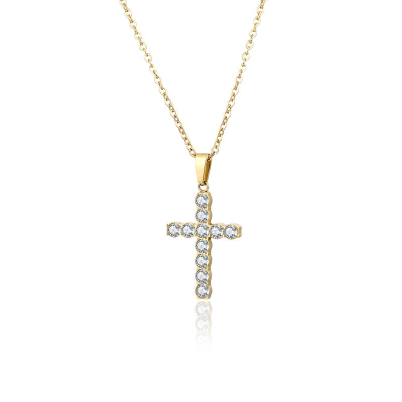 Collana donna- uomo acciaio croce dorata Brand 18NK018W