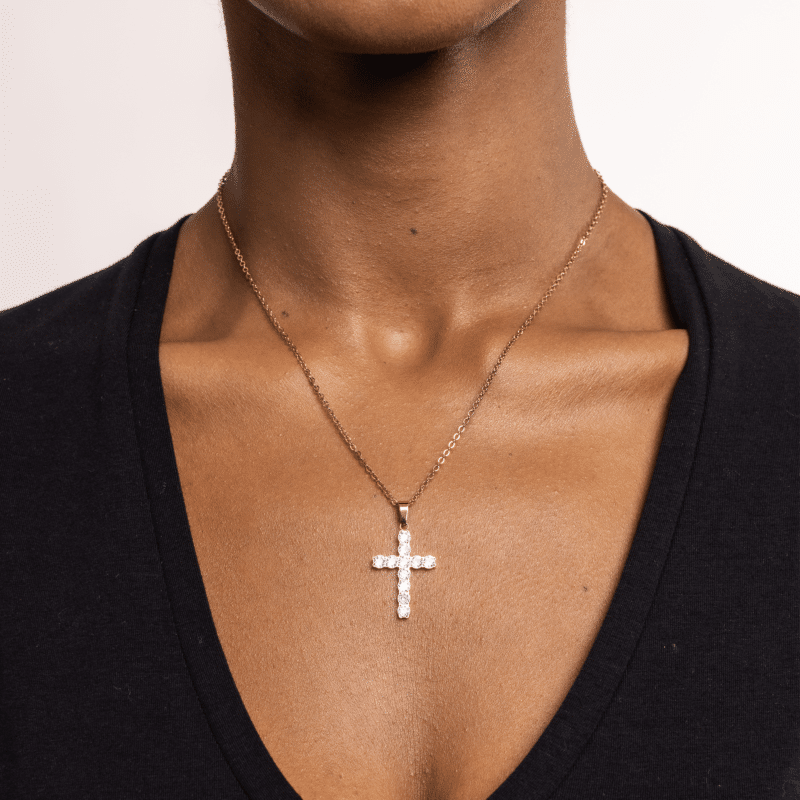 Collana donna- uomo acciaio croce dorata Brand 18NK018W