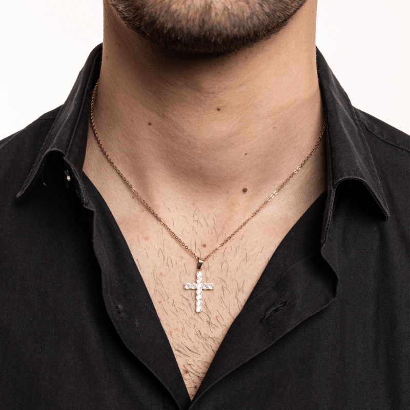 Collana donna- uomo acciaio croce dorata Brand 18NK018W