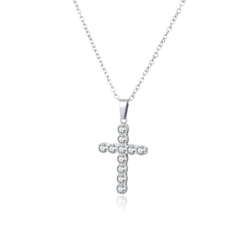 Collana donna- uomo acciaio croce argento Brand 18NK018W